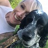 Hils Parker with Beano, cocker spaniel