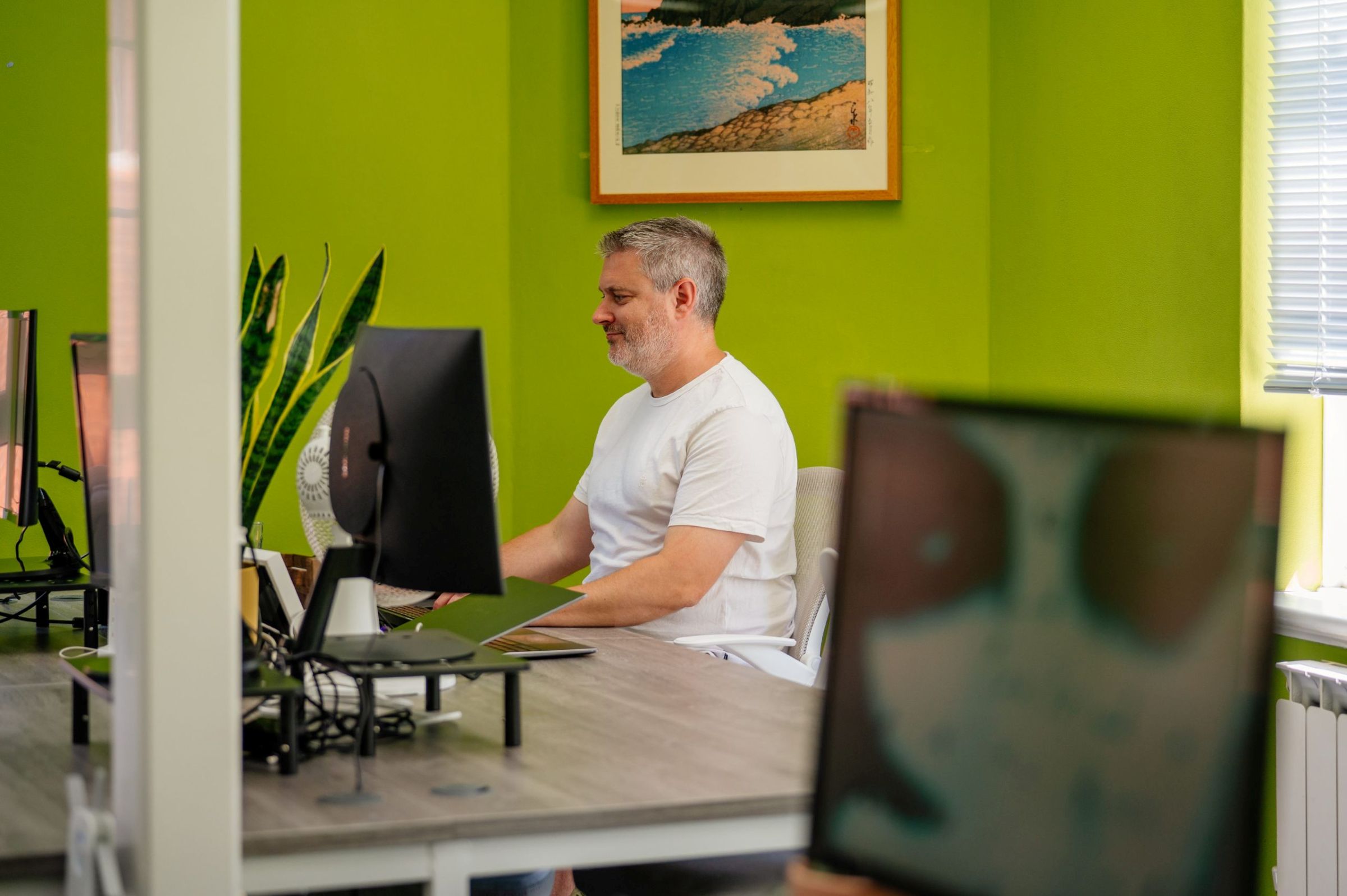 horsham coworking co-founder working at desk